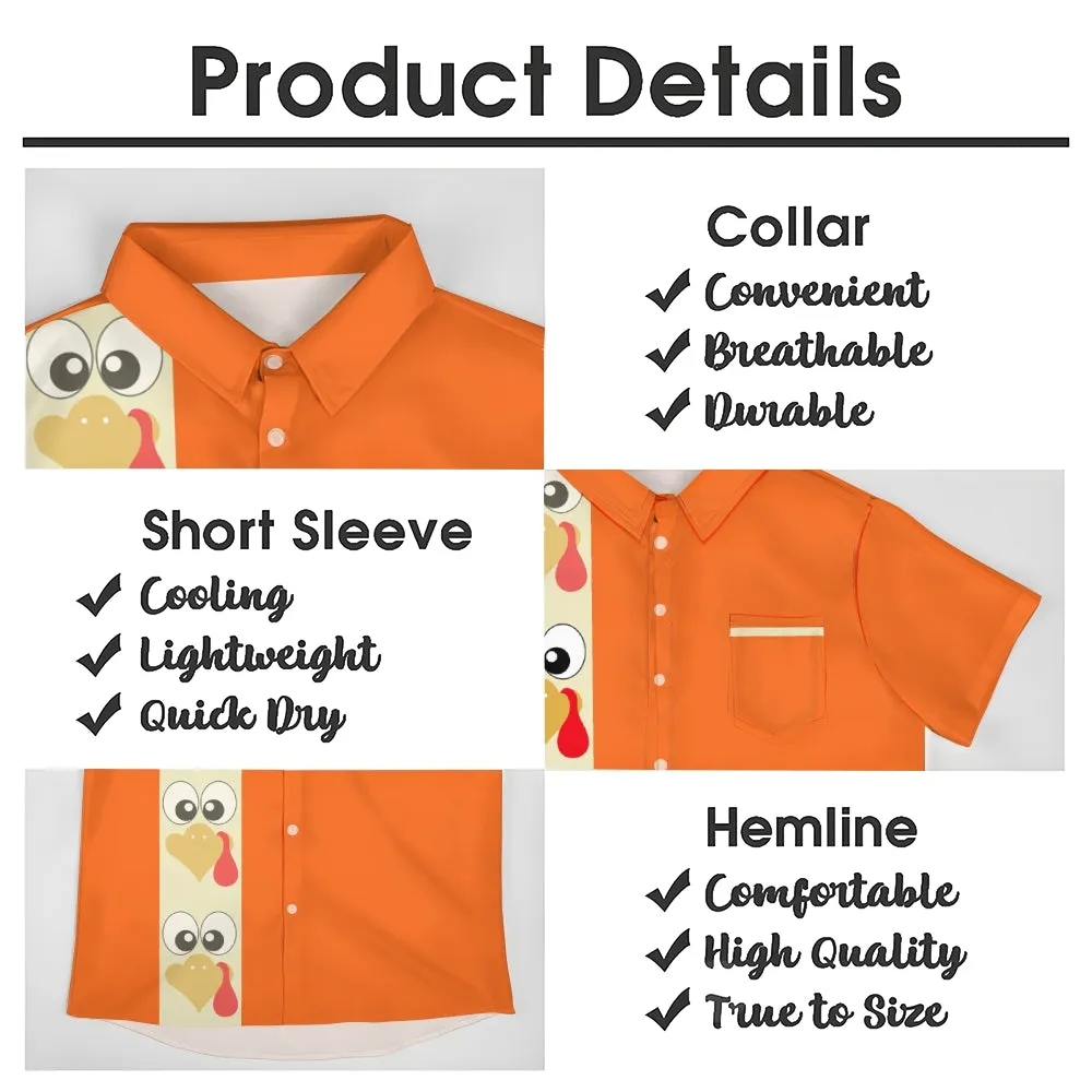 Moisture Wicking Thanksgiving Turkey Breast Pocket Bowling Shirt 2411004233