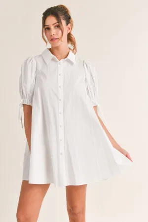 Moxie Puff Sleeve Button Down Baby Doll Dress