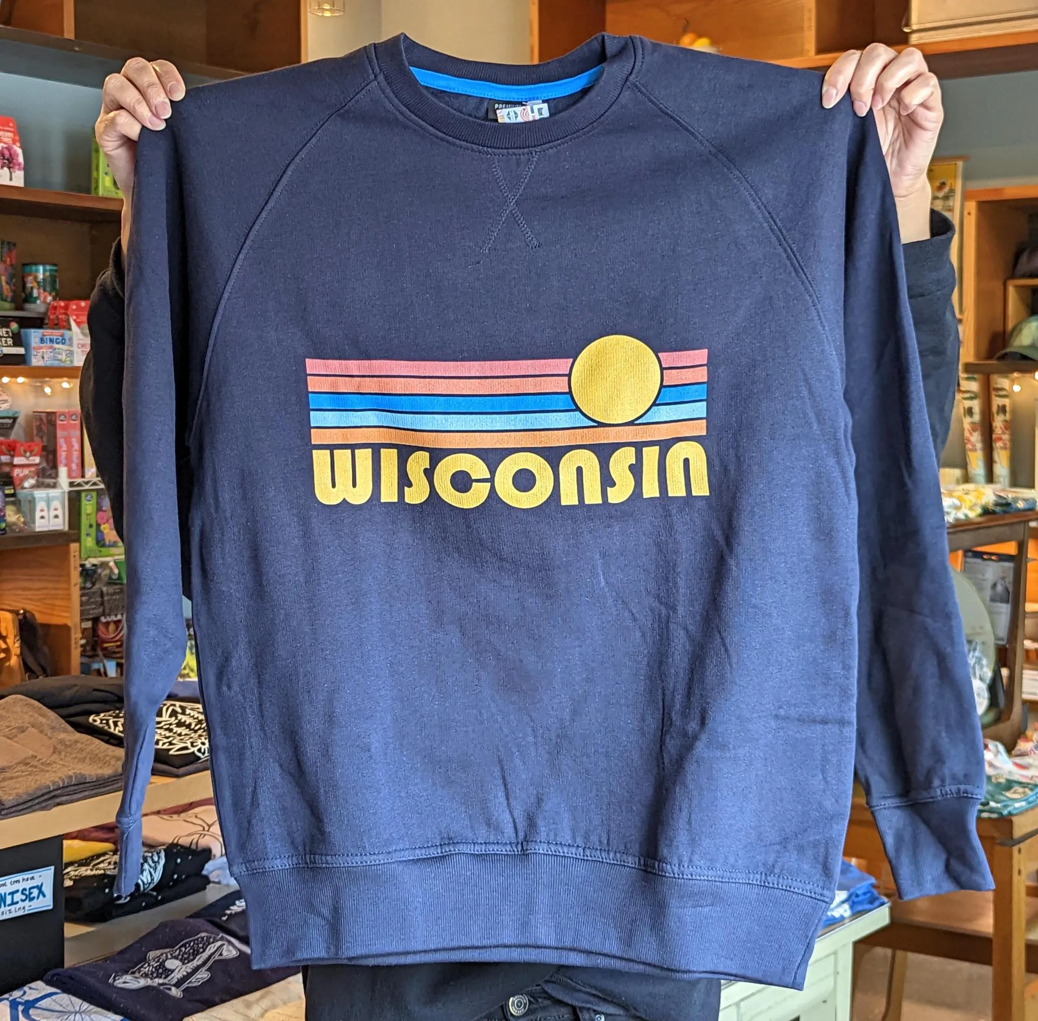 Navy Retro Sun Wisconsin Sweatshirt