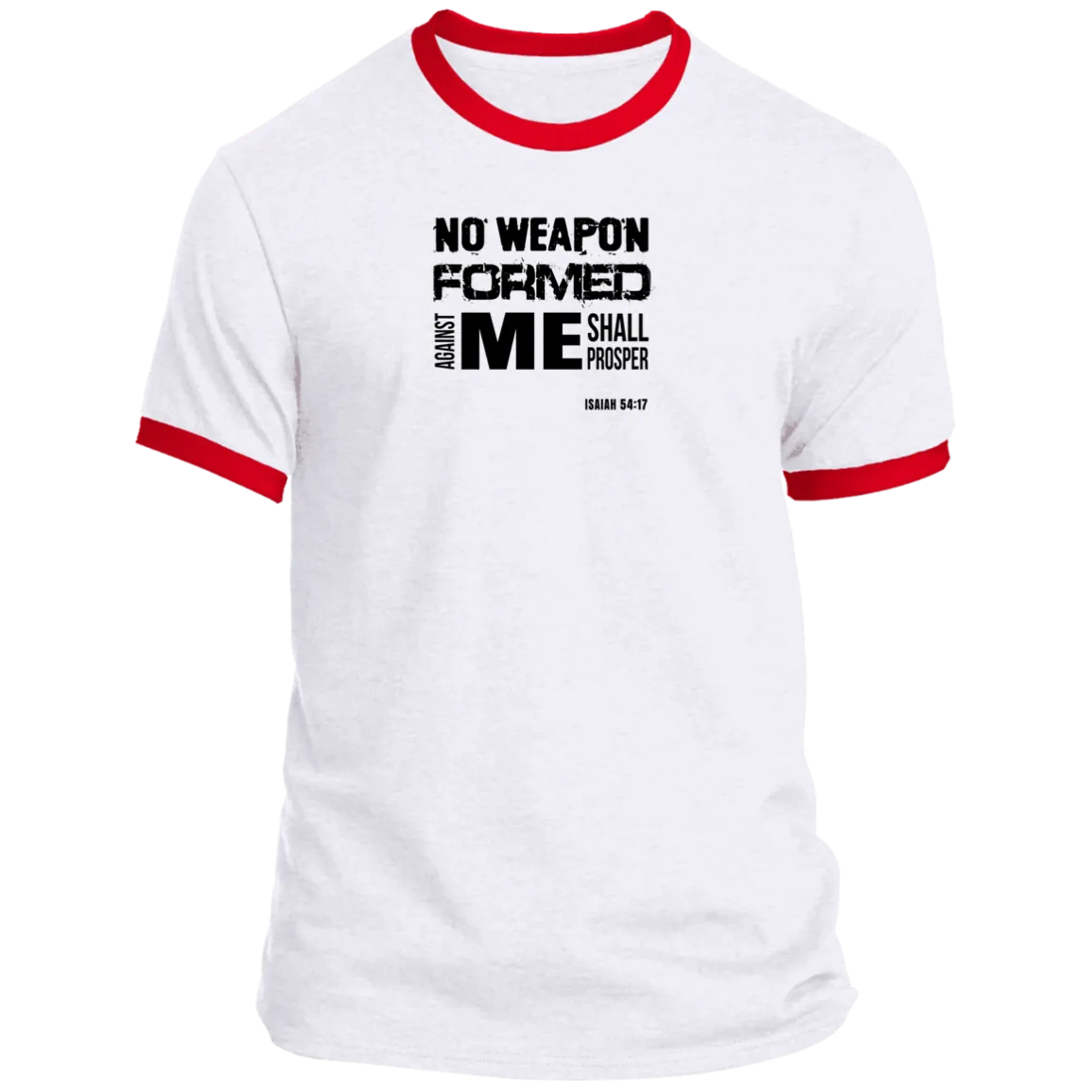 No Weapon Formed Against Me Shall Prosper Men’s Ringer Tee
