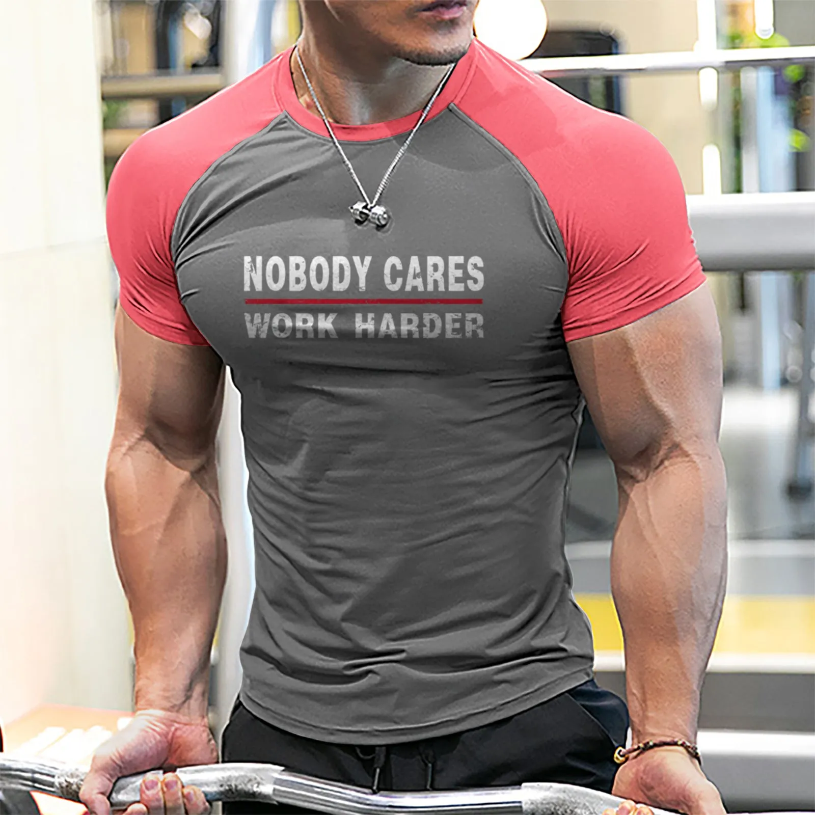 NOBODY CARES WORK HARDE QUICK DRY MOISTURE WICKING RAGLAN GRAPHIC TEE