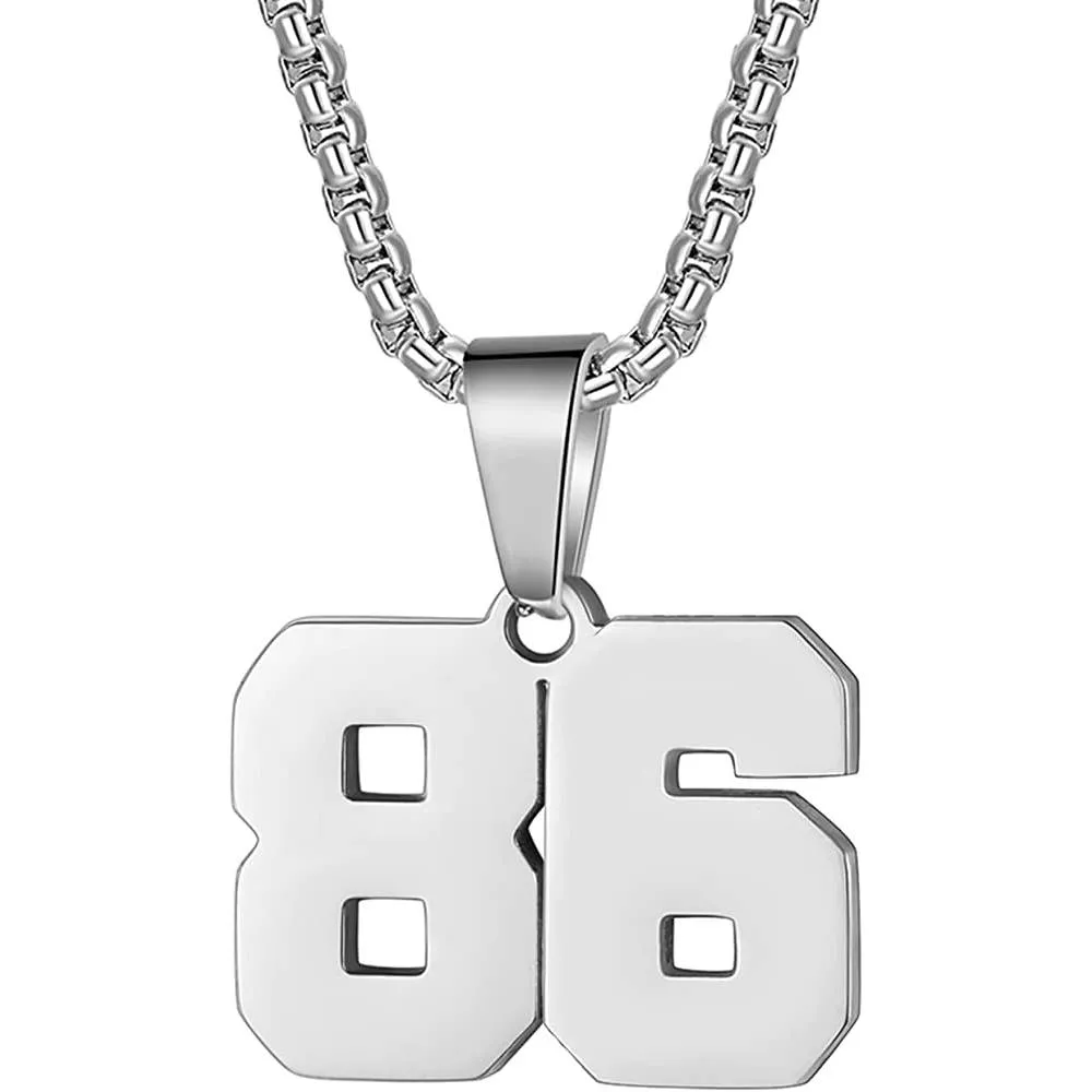 Number Necklaces Personalized Necklaces 18K Gold Plated Initial Number Pendant Stainless Steel Chain Sports Necklaces for Men Women | Multiple Colors
