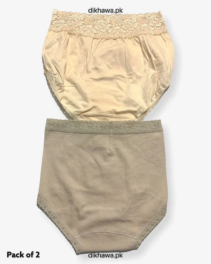 Pack of 2 Imported Stocklot Branded Cotton Panty Stretchable Cotton Lace Panty 2021