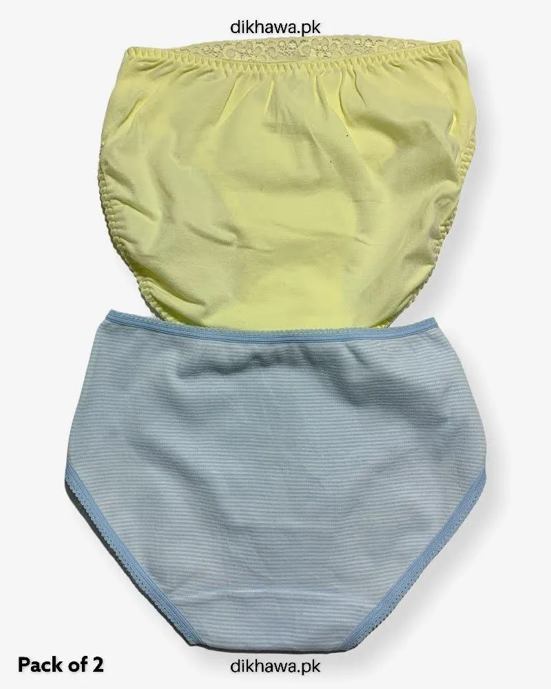 Pack of 2 Imported Stocklot Branded Cotton Panty Stretchable Cotton Lace Panty 2021