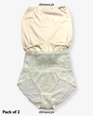 Pack of 2 Imported Stocklot Branded Cotton Panty Stretchable Cotton Lace Panty 2021
