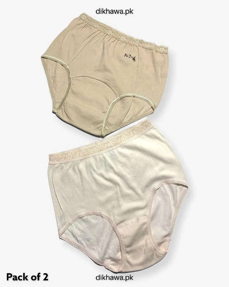 Pack of 2 Imported Stocklot Branded Cotton Panty Stretchable Cotton Lace Panty 2021