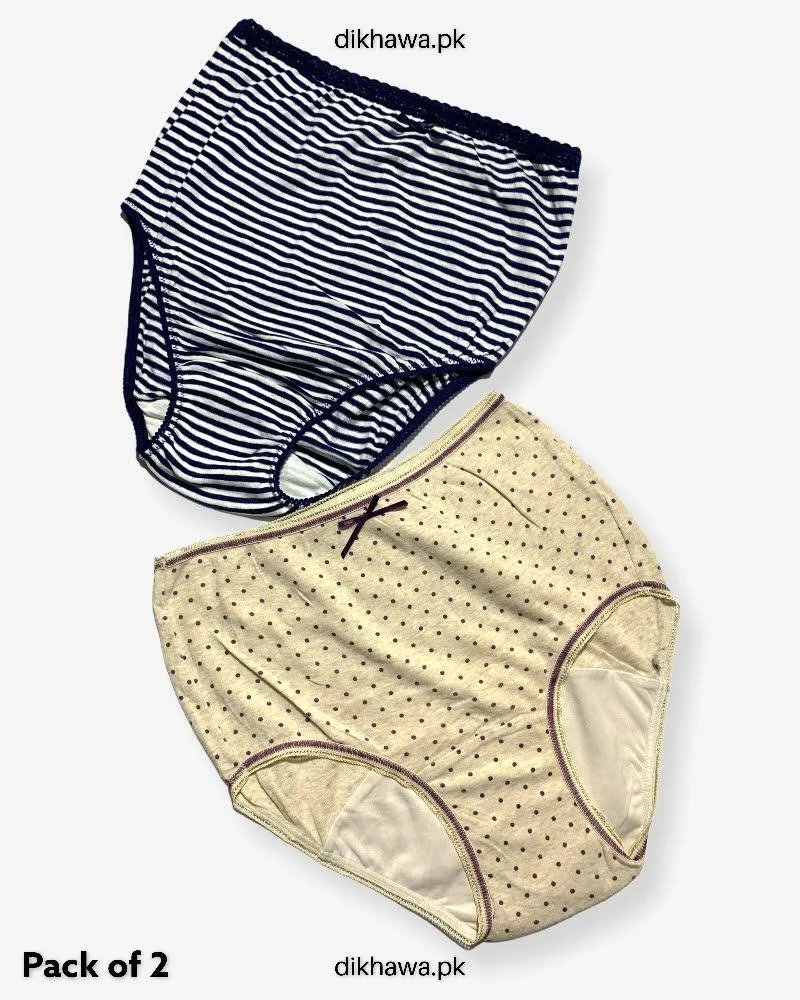 Pack of 2 Imported Stocklot Branded Cotton Panty Stretchable Cotton Lace Panty 2021