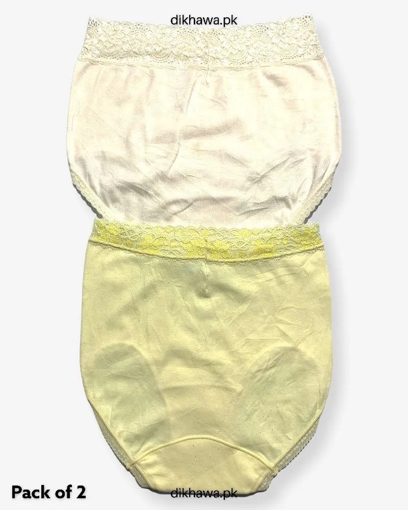 Pack of 2 Imported Stocklot Branded Cotton Panty Stretchable Cotton Lace Panty 2021
