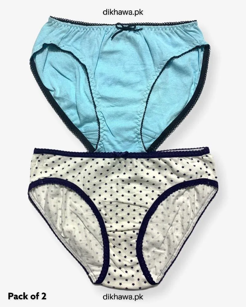 Pack of 2 Imported Stocklot Branded Cotton Panty Stretchable Cotton Lace Panty 2021