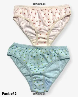 Pack of 2 Imported Stocklot Branded Cotton Panty Stretchable Cotton Lace Panty 2021