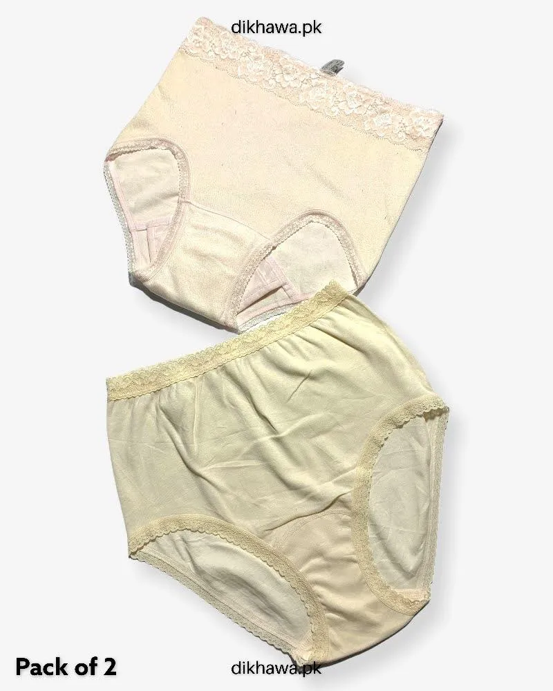 Pack of 2 Imported Stocklot Branded Cotton Panty Stretchable Cotton Lace Panty 2021