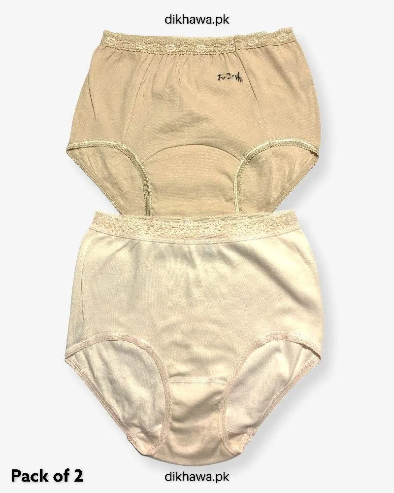Pack of 2 Imported Stocklot Branded Cotton Panty Stretchable Cotton Lace Panty 2021
