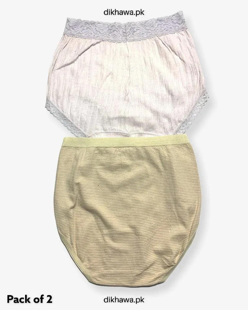 Pack of 2 Imported Stocklot Branded Cotton Panty Stretchable Cotton Lace Panty 2021