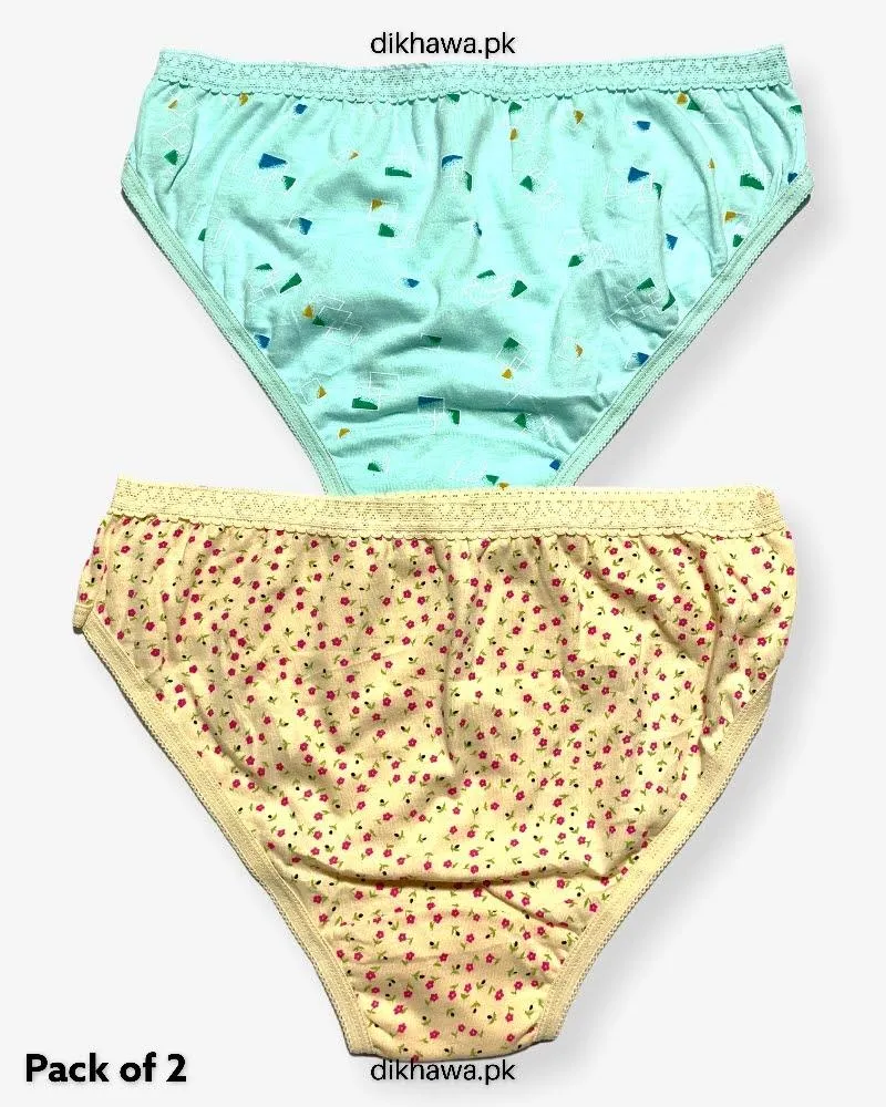 Pack of 2 Imported Stocklot Branded Cotton Panty Stretchable Cotton Lace Panty 2021