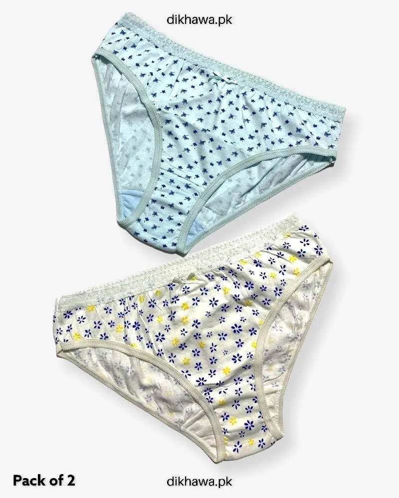 Pack of 2 Imported Stocklot Branded Cotton Panty Stretchable Cotton Lace Panty 2021