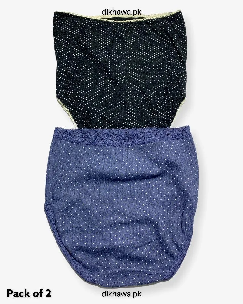 Pack of 2 Imported Stocklot Branded Cotton Panty Stretchable Cotton Lace Panty 2021