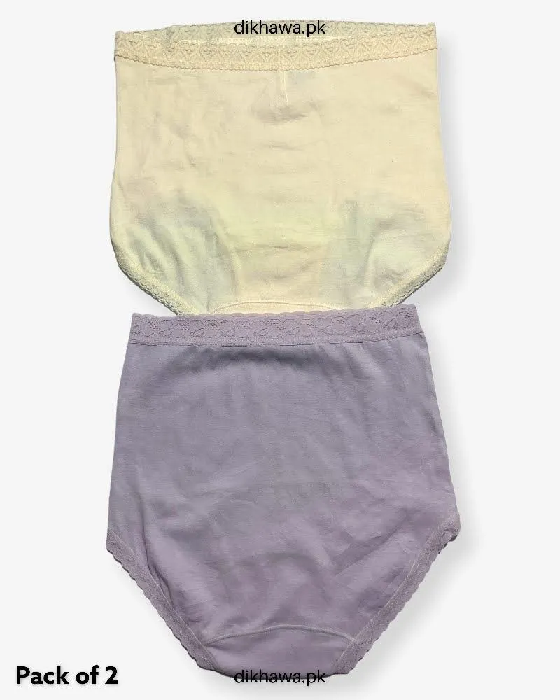 Pack of 2 Imported Stocklot Branded Cotton Panty Stretchable Cotton Lace Panty 2021