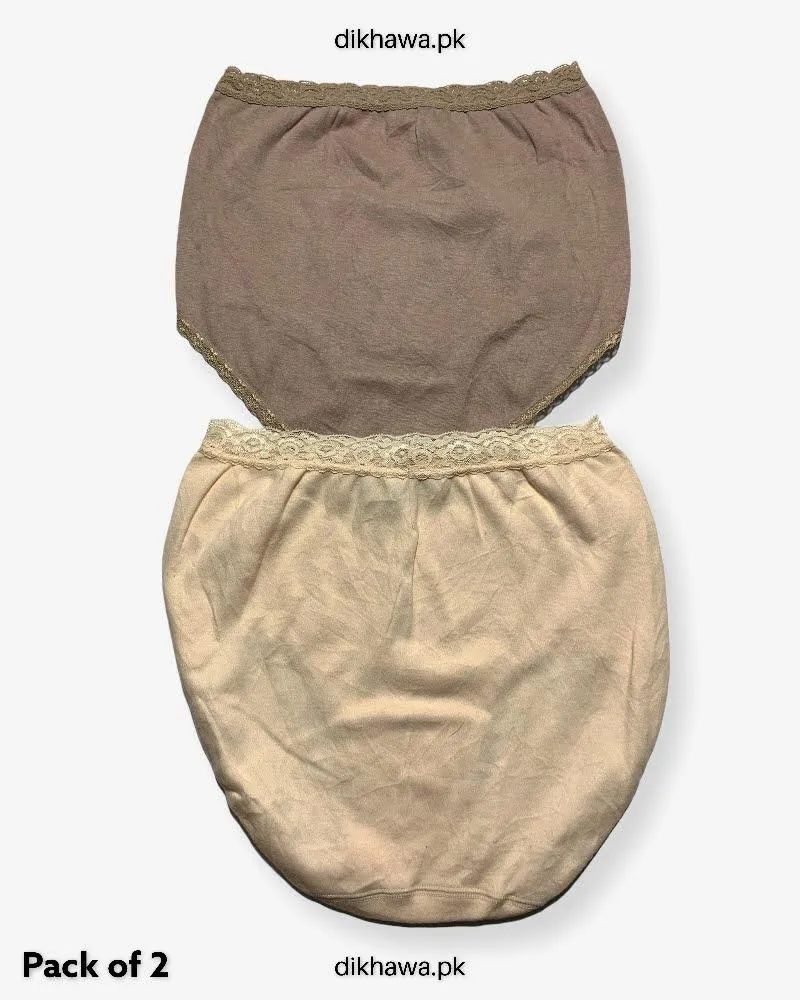Pack of 2 Imported Stocklot Branded Cotton Panty Stretchable Cotton Lace Panty 2021