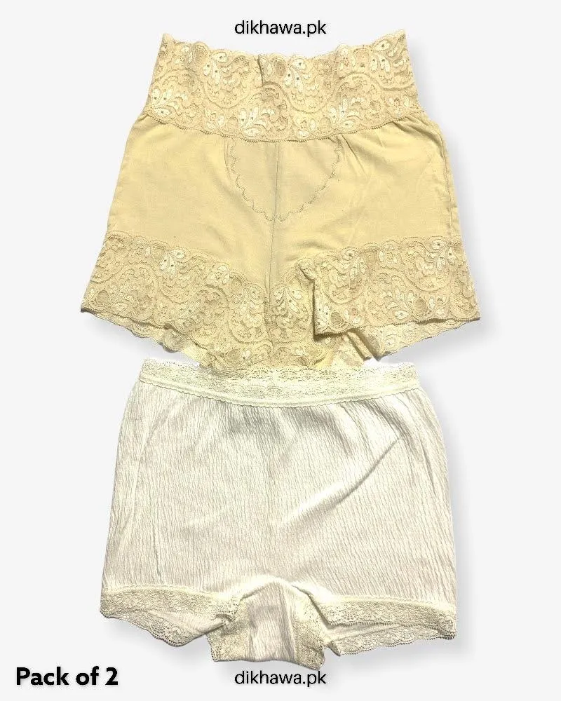 Pack of 2 Imported Stocklot Branded Cotton Panty Stretchable Cotton Lace Panty 2021