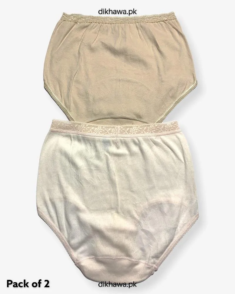 Pack of 2 Imported Stocklot Branded Cotton Panty Stretchable Cotton Lace Panty 2021