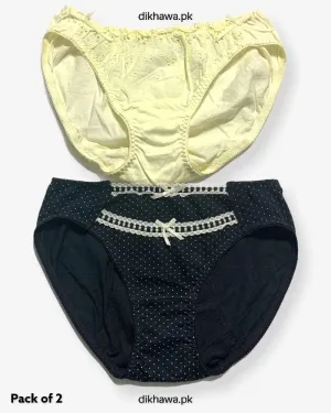Pack of 2 Imported Stocklot Branded Cotton Panty Stretchable Cotton Lace Panty 2021