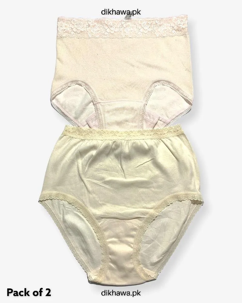 Pack of 2 Imported Stocklot Branded Cotton Panty Stretchable Cotton Lace Panty 2021