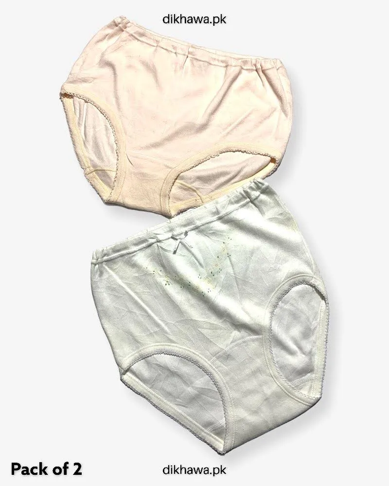 Pack of 2 Imported Stocklot Branded Cotton Panty Stretchable Cotton Lace Panty 2021