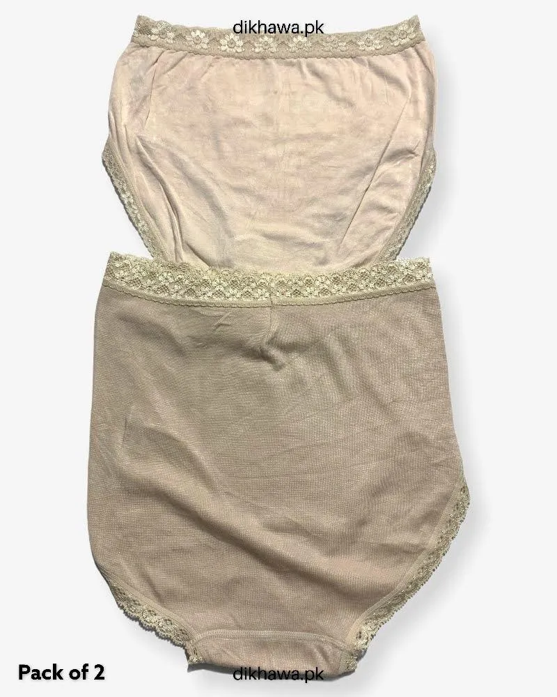 Pack of 2 Imported Stocklot Branded Cotton Panty Stretchable Cotton Lace Panty 2021
