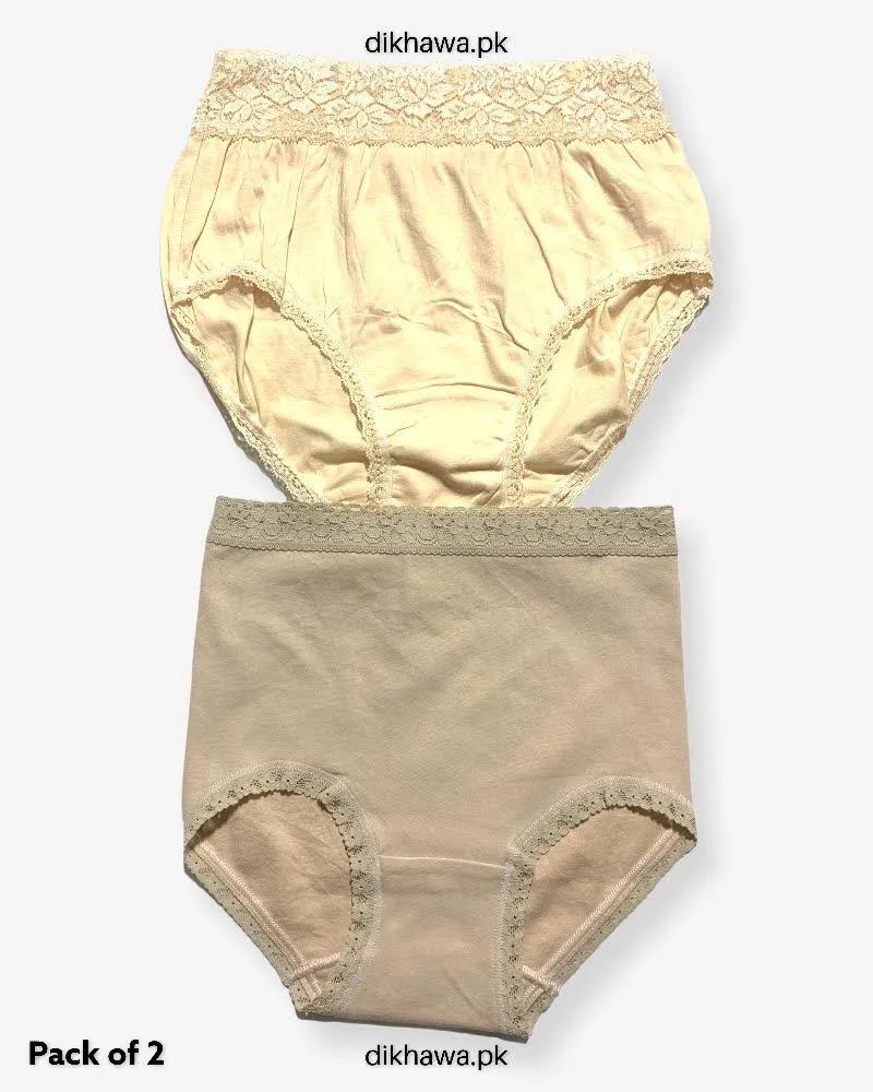 Pack of 2 Imported Stocklot Branded Cotton Panty Stretchable Cotton Lace Panty 2021