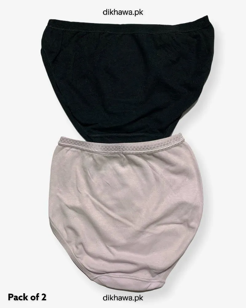 Pack of 2 Imported Stocklot Branded Cotton Panty Stretchable Cotton Lace Panty 2021