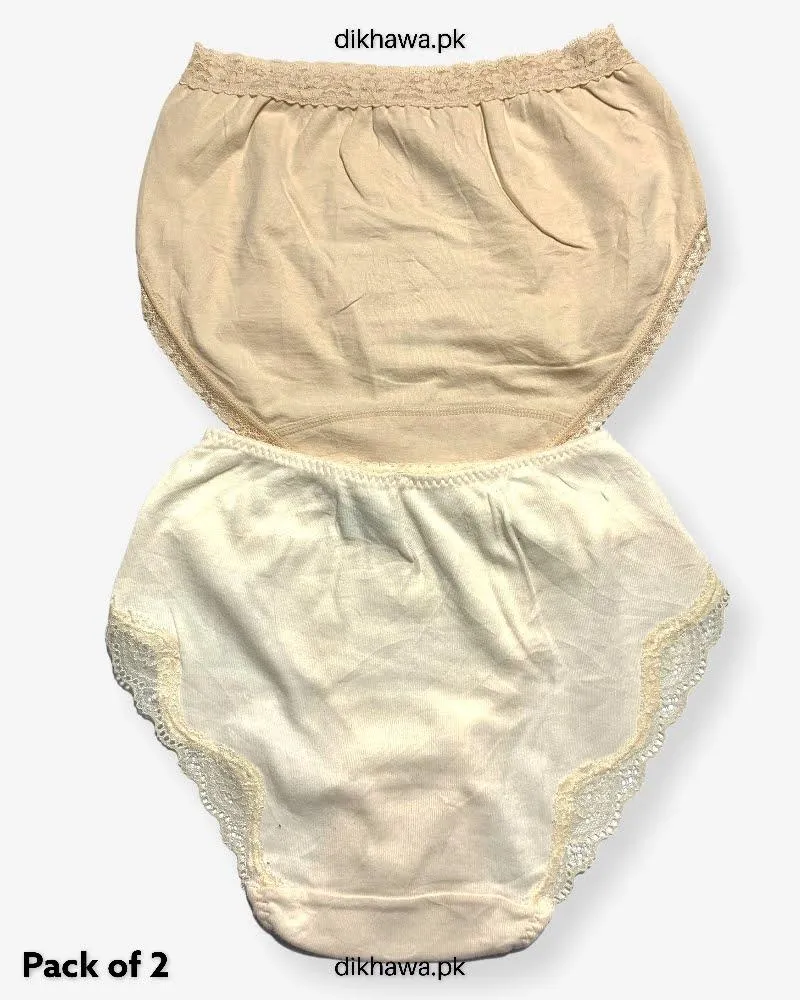 Pack of 2 Imported Stocklot Branded Cotton Panty Stretchable Cotton Lace Panty 2021