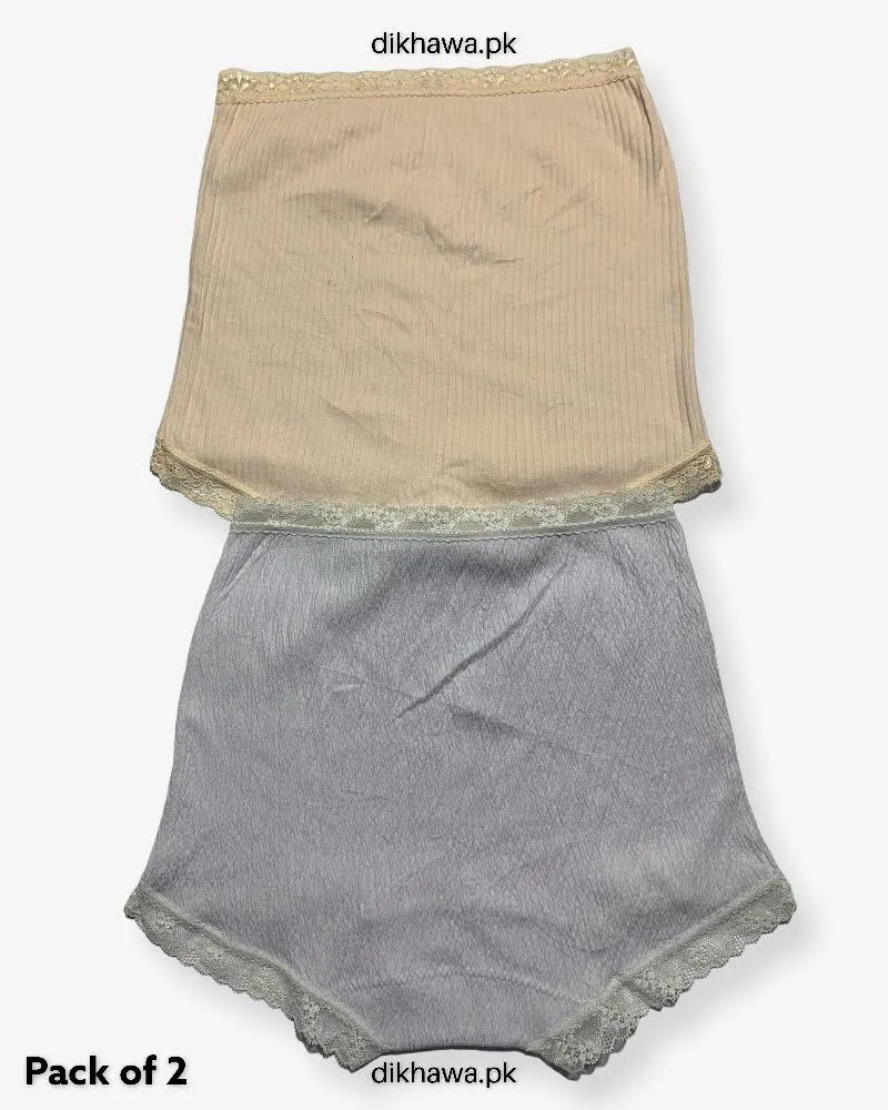 Pack of 2 Imported Stocklot Branded Cotton Panty Stretchable Cotton Lace Panty 2021