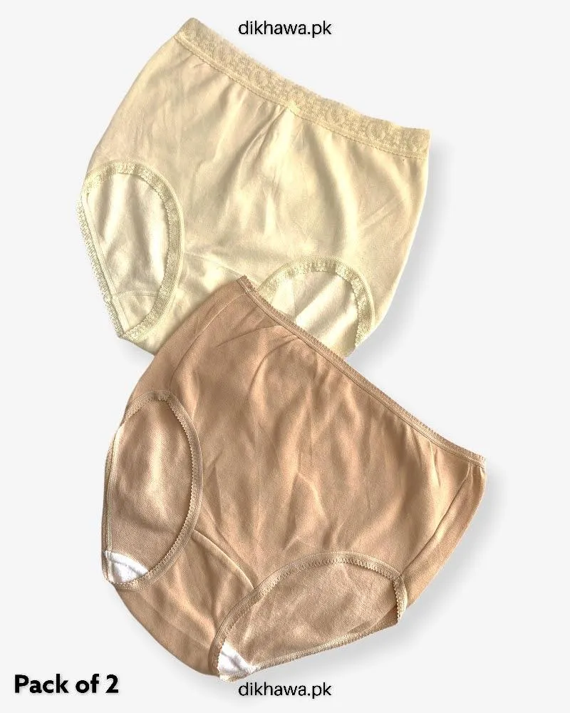 Pack of 2 Imported Stocklot Branded Cotton Panty Stretchable Cotton Lace Panty 2021