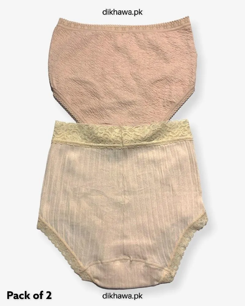 Pack of 2 Imported Stocklot Branded Cotton Panty Stretchable Cotton Lace Panty 2021