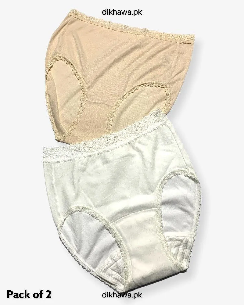 Pack of 2 Imported Stocklot Branded Cotton Panty Stretchable Cotton Lace Panty 2021