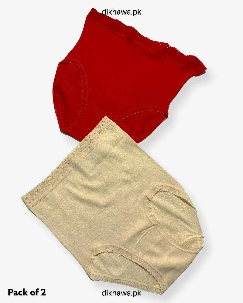 Pack of 2 Imported Stocklot Branded Cotton Panty Stretchable Cotton Lace Panty 2021