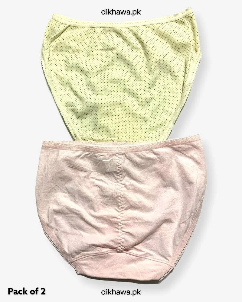 Pack of 2 Imported Stocklot Branded Cotton Panty Stretchable Cotton Lace Panty 2021