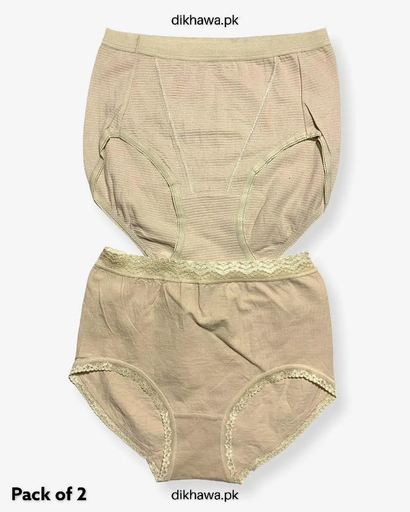 Pack of 2 Imported Stocklot Branded Cotton Panty Stretchable Cotton Lace Panty 2021