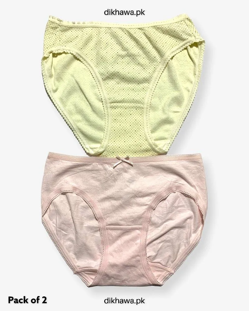 Pack of 2 Imported Stocklot Branded Cotton Panty Stretchable Cotton Lace Panty 2021