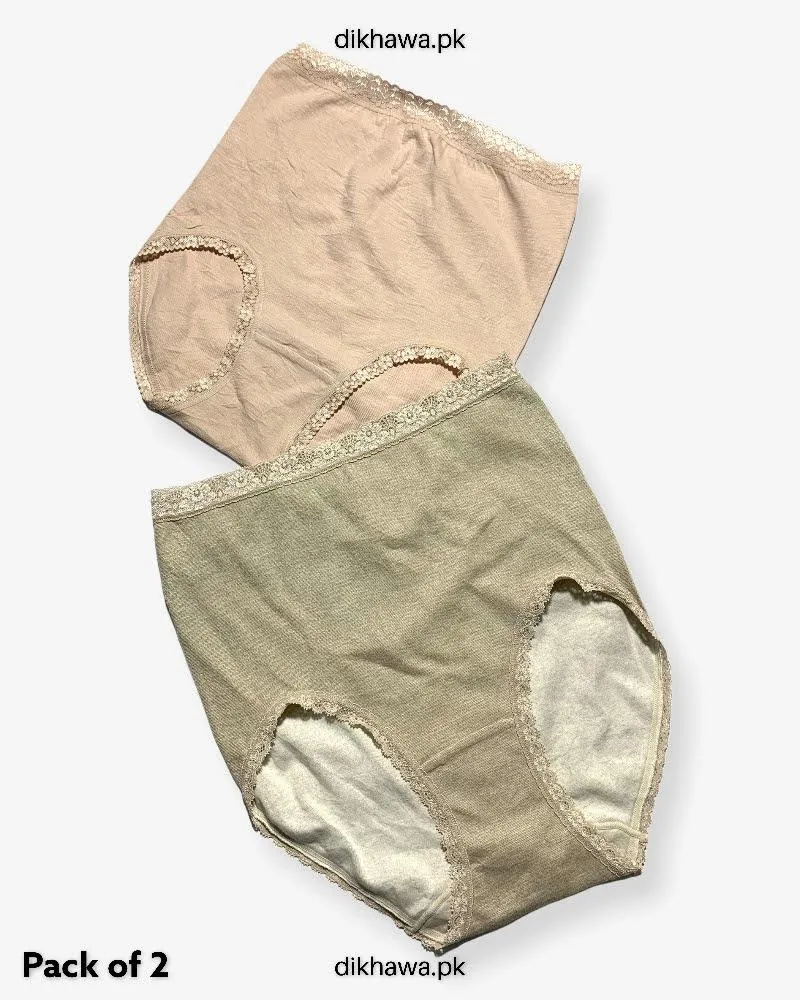 Pack of 2 Imported Stocklot Branded Cotton Panty Stretchable Cotton Lace Panty 2021