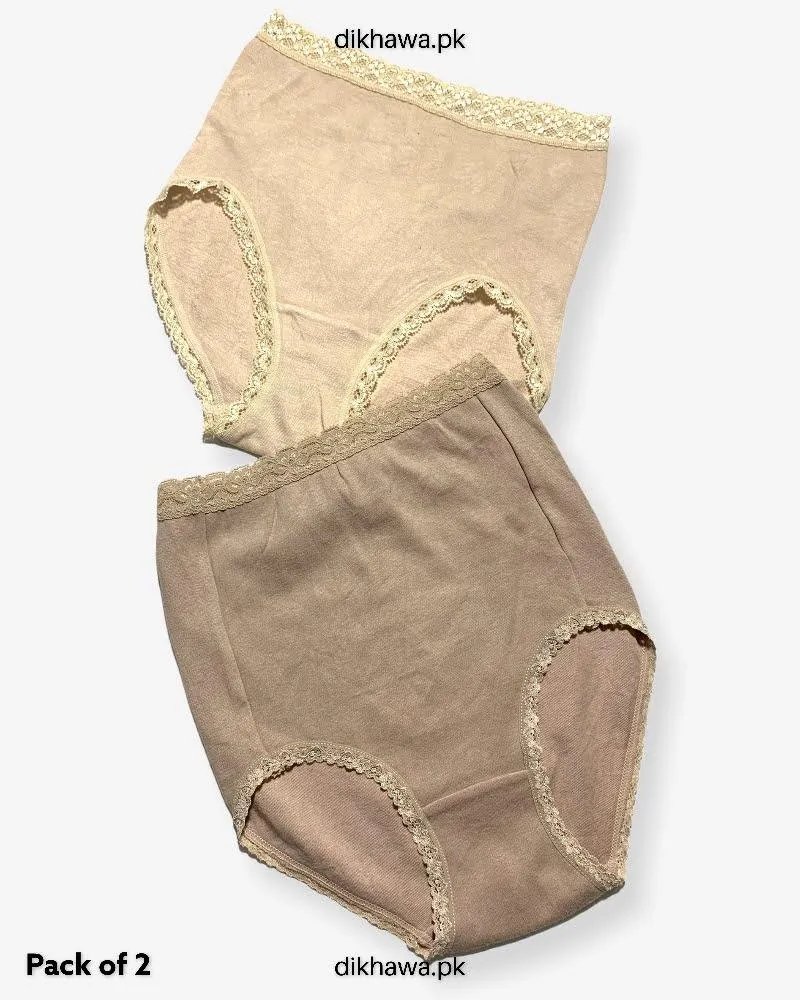 Pack of 2 Imported Stocklot Branded Cotton Panty Stretchable Cotton Lace Panty 2021