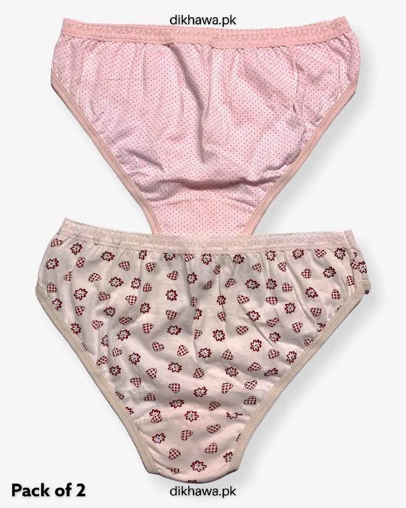Pack of 2 Imported Stocklot Branded Cotton Panty Stretchable Cotton Lace Panty 2021
