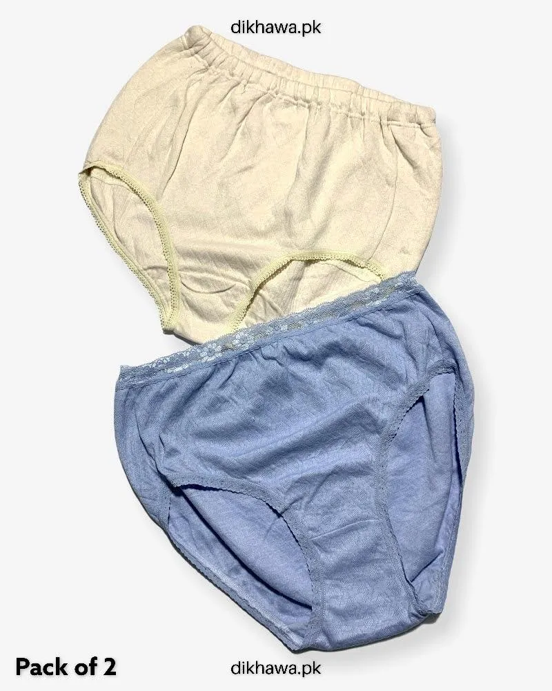 Pack of 2 Imported Stocklot Branded Cotton Panty Stretchable Cotton Lace Panty 2021