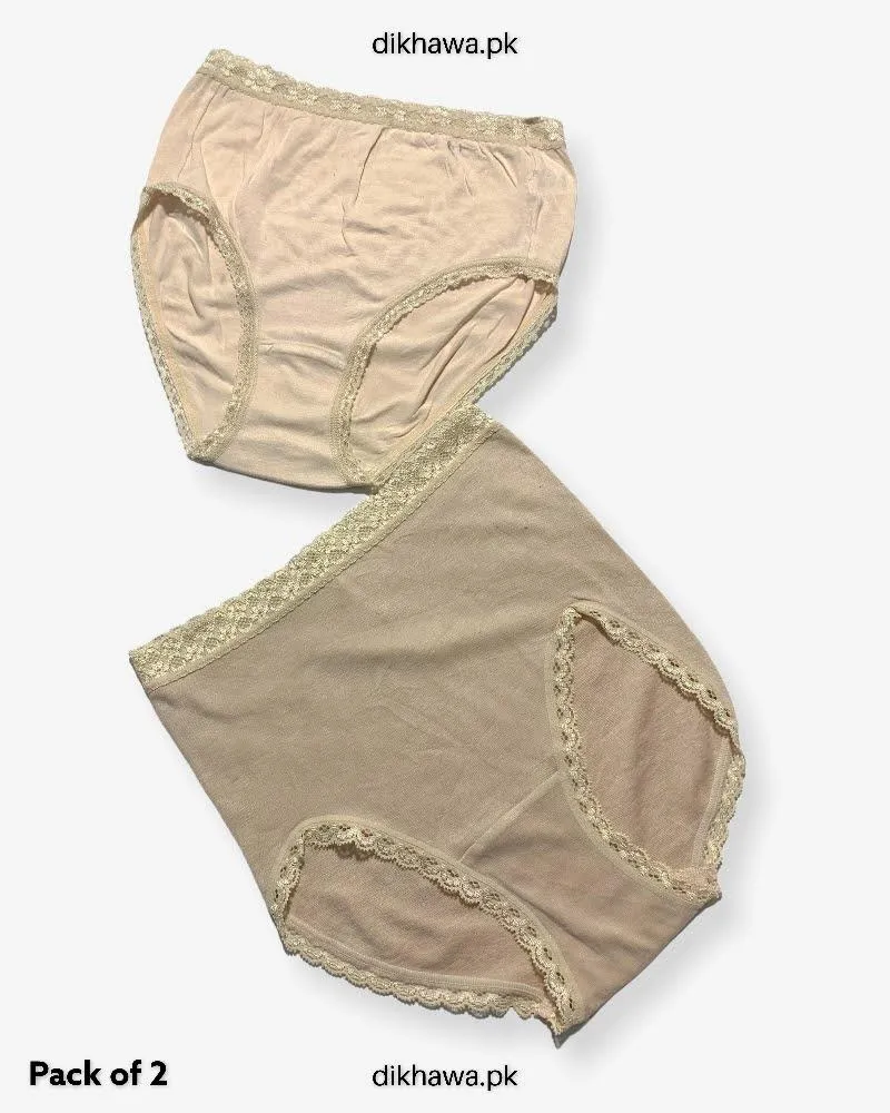 Pack of 2 Imported Stocklot Branded Cotton Panty Stretchable Cotton Lace Panty 2021