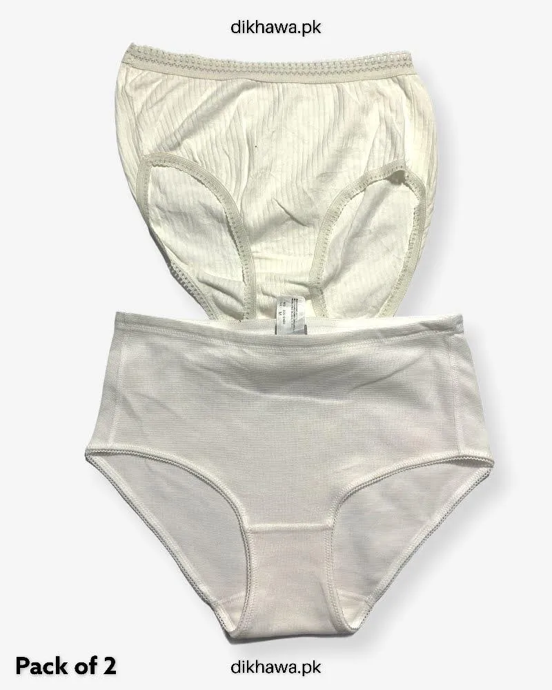 Pack of 2 Imported Stocklot Branded Cotton Panty Stretchable Cotton Lace Panty 2021