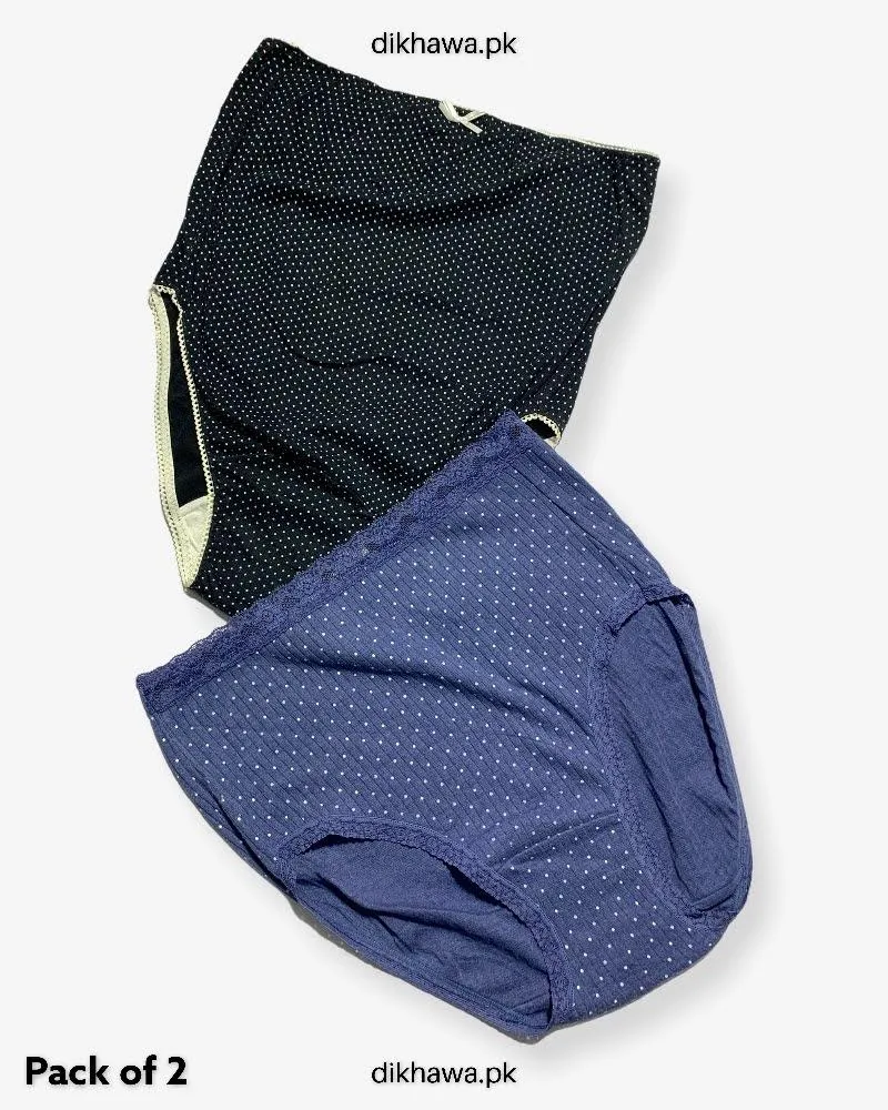 Pack of 2 Imported Stocklot Branded Cotton Panty Stretchable Cotton Lace Panty 2021