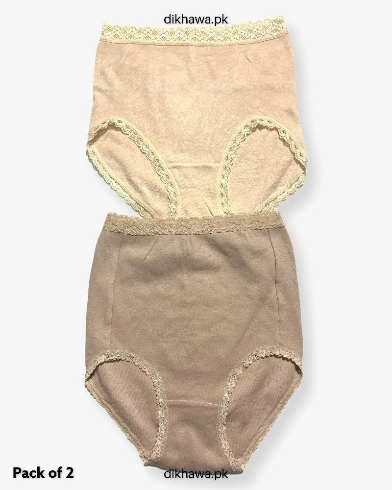 Pack of 2 Imported Stocklot Branded Cotton Panty Stretchable Cotton Lace Panty 2021