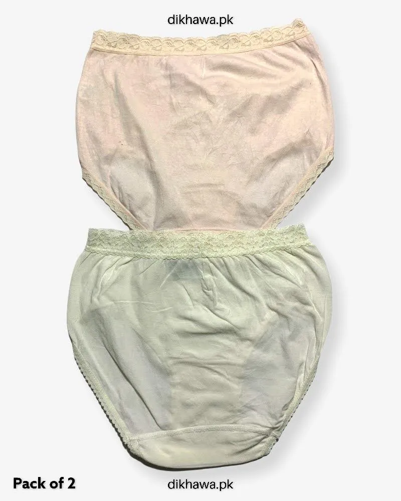 Pack of 2 Imported Stocklot Branded Cotton Panty Stretchable Cotton Lace Panty 2021