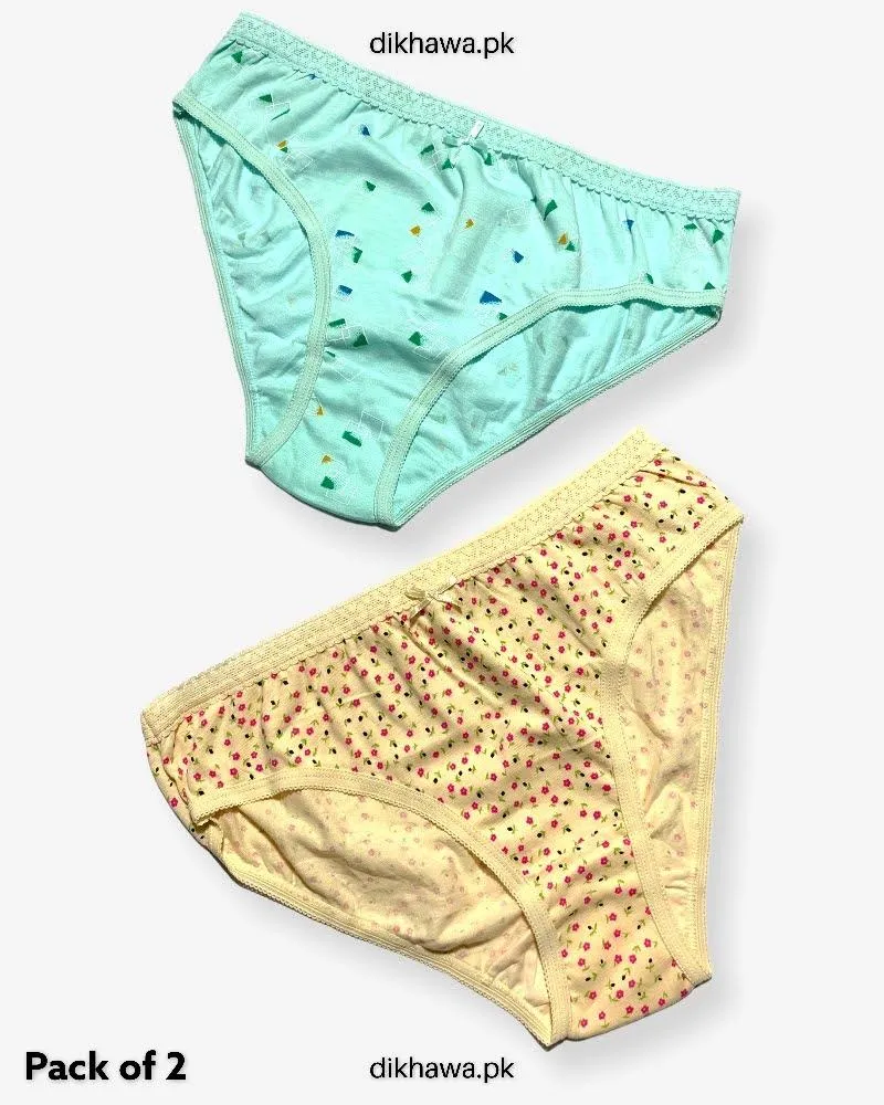 Pack of 2 Imported Stocklot Branded Cotton Panty Stretchable Cotton Lace Panty 2021