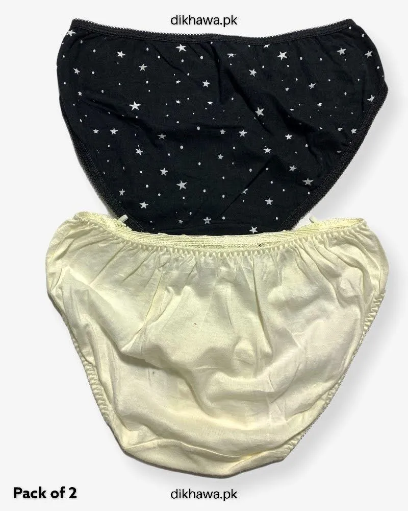 Pack of 2 Imported Stocklot Branded Cotton Panty Stretchable Cotton Lace Panty 2021
